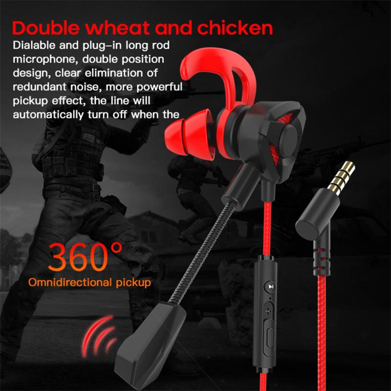 Portable Dynamic Noise Canceling In-Ear Wired Call Earphones Gaming Computer Earphone With Dual Mic