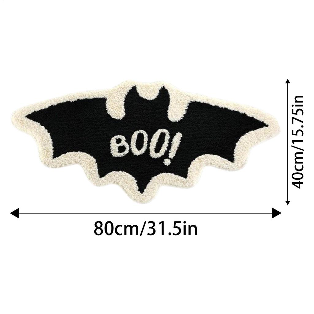 80x40cm Halloween Bat Door Mat Halloween Outdoor Bat Rug Goth Decor Absorbent Soft Carpet Seasonal Home Decorations for Bathroom