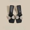 Crystal Bow Women High Heeled Sandals Party Women's Shoes Summer New Brand Slippers Sexy Dress Flip Flop Slingback Slides Woman