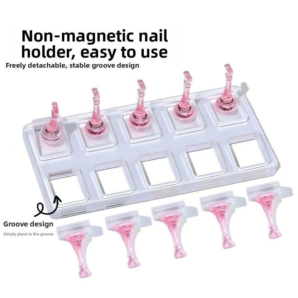 Non-Magnetic Nail Display Stand Transparent False Nail Tips Holder  Manicurist Tools