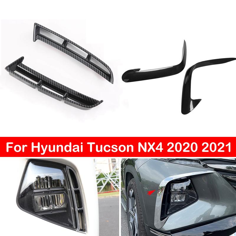 Per Hyundai Tucson NX4 Copertura Fari Fendinebbia Anteriori Modanatura Paraurti Sopracciglio Palpebra Decorazione Cromo Fibra di Carbonio