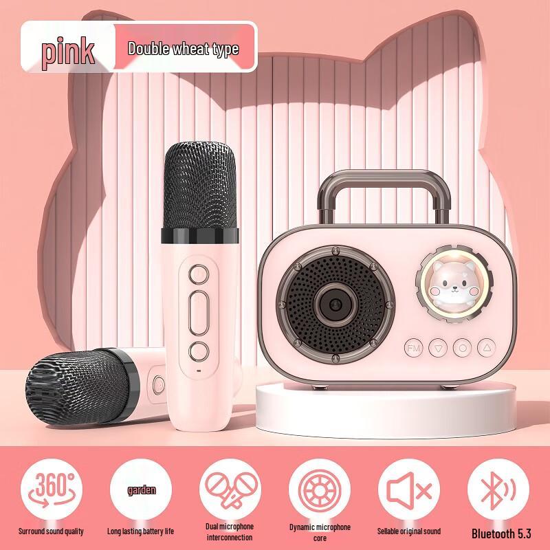 

Portable Karaoke Bluetooth Speaker with Dual Microphones