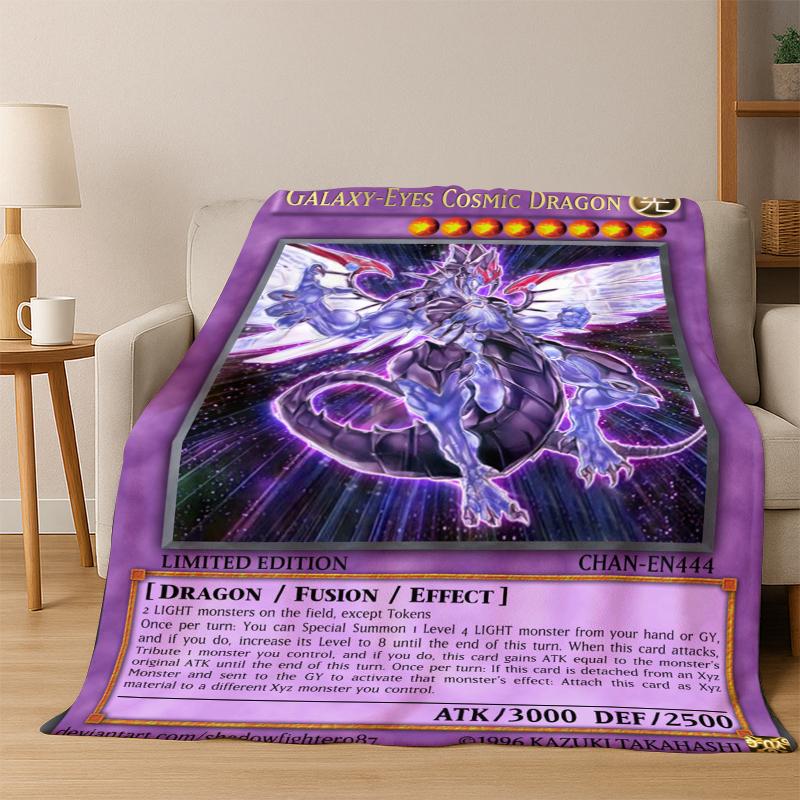 Anime Yu-Gi-Oh Monster Card Cartoon Flannel Blanket Soft Warm Blanket Throw Blanket for Bedroom Living Room Bed Picnic Kid