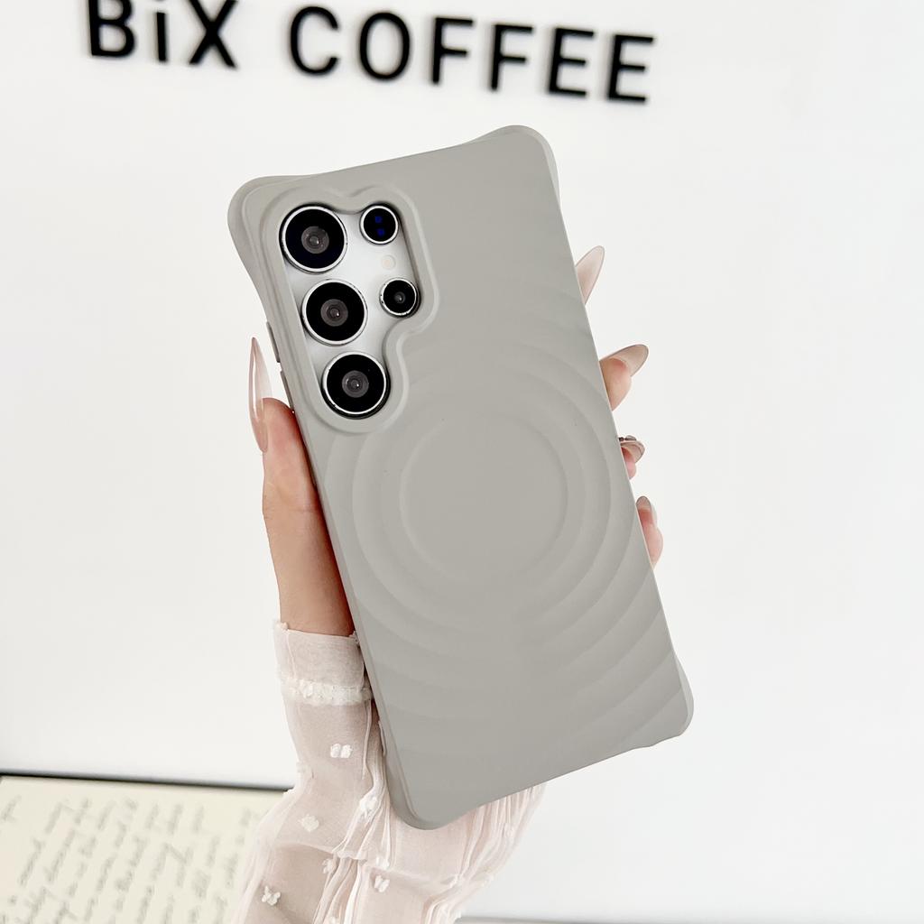 Per Custodia in Silicone con Motivo a Onde d'Acqua Samsung S2 S24 S23 Ultra Plus FE Ricarica Wireless Magnetica Protezione Bumper Copertura Morbida a Onda