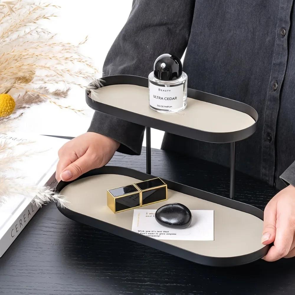 Perfume Organizer Rack Double Layer Rustproof Strudy Showcase Rack Livingroom Decoration Nordic Perfume Cosmetic Organizer Shelf