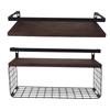 2 Set Wall Mounted Storage Shelves Bathroom Metal Wire Rustic Floating Shelf for Kitchen Office