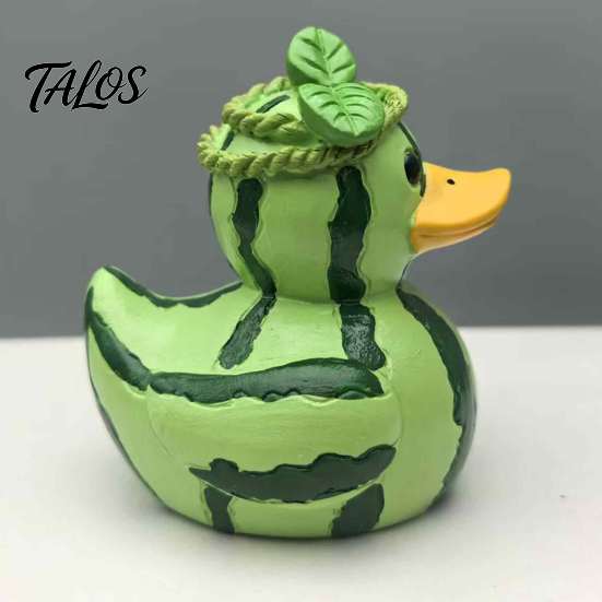 Nature Inspired Room Decor Whimsical Watermelon & Dragon Fruit Duck Figurine, Funny Resin Statue, Cute Animal Collectibles Desk for Home Office