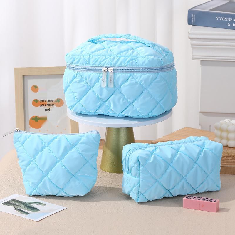 Large-Capacity Waterproof Cosmetic Bag Set - Stylish Solid Color, 3-Piece Portable Toiletry Organizer