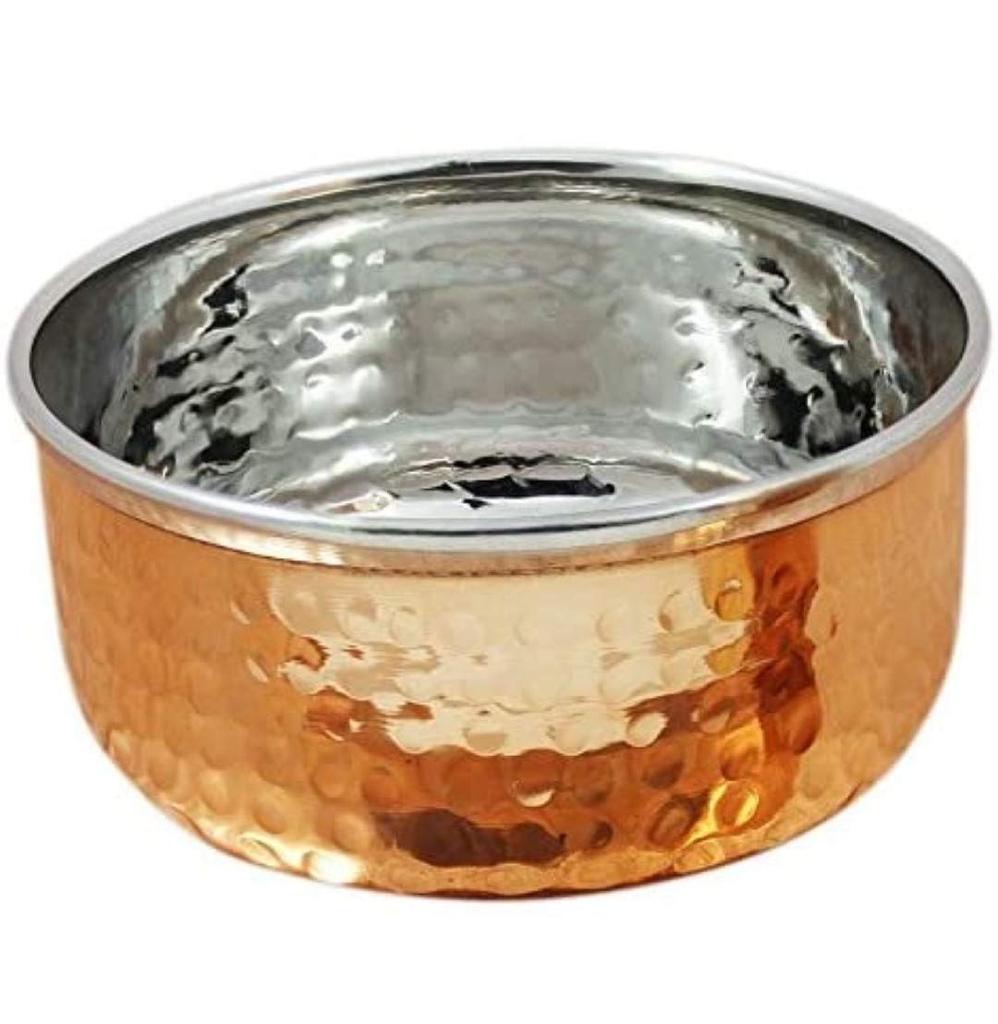 Dinner Set Copper Steel Solid Hand Made Kitchen Plate  (Set Of 8 Pieces Including Fork Spoon)