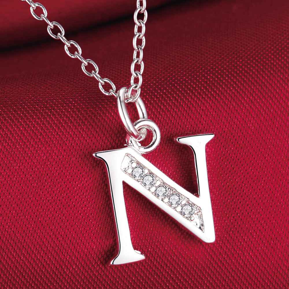 26 letters 925 sterling silver Necklace Pendant Shining 5A Zircon for Women Fashion Wedding Engagement Jewelry GiftsGood product