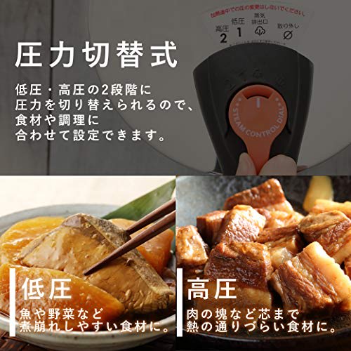 PEARL METAL One-Handed Pressure Cooker, 2.5L, Induction Compatible, Stainless Steel, Pressure Switching, Recipe Included, Economy Cook, H-5434