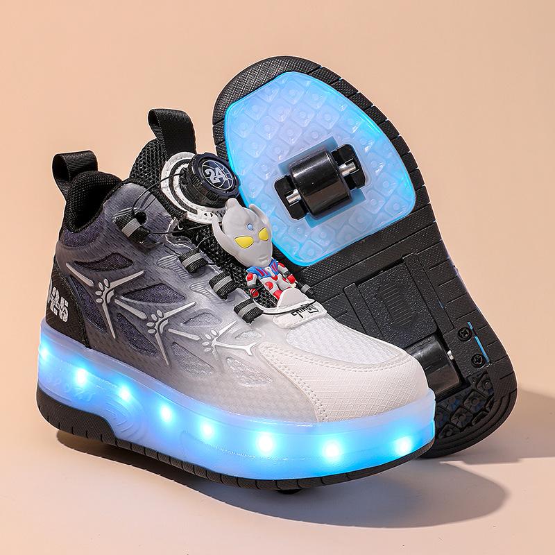 Girls runaway shoes  summer new children s pulley shoes double wheel invisible explosion slip 29