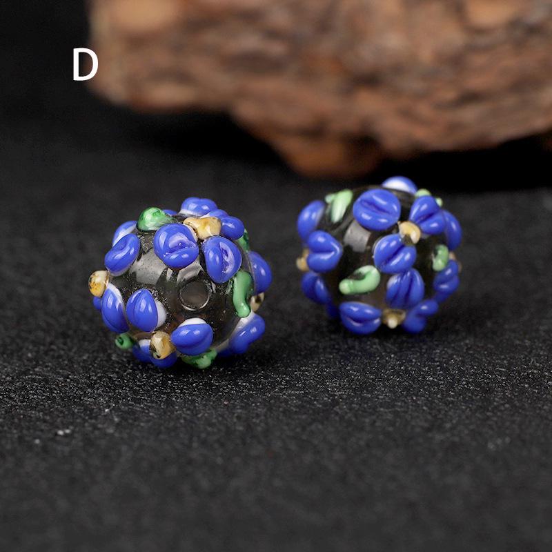 

Цветочные бусины-спейсеры Lampwork в форме бочонка - Милые цветочные DIY аксессуары для ювелирных изделий Approx. 12