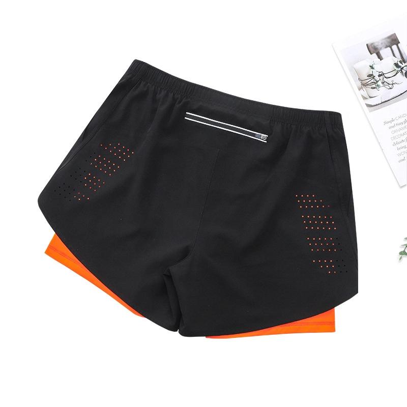 Herren Sommer Sportshorts Schnelltrocknend Atmungsaktiv Doppellagig Anti-Exposition Fake Zweiteilig Trainingsshorts Fitness Laufshorts