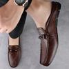 Men's Large Size Genuine Leather Closed-Toe Backless Slippers - Soft Sole Cowhide Summer Sandals