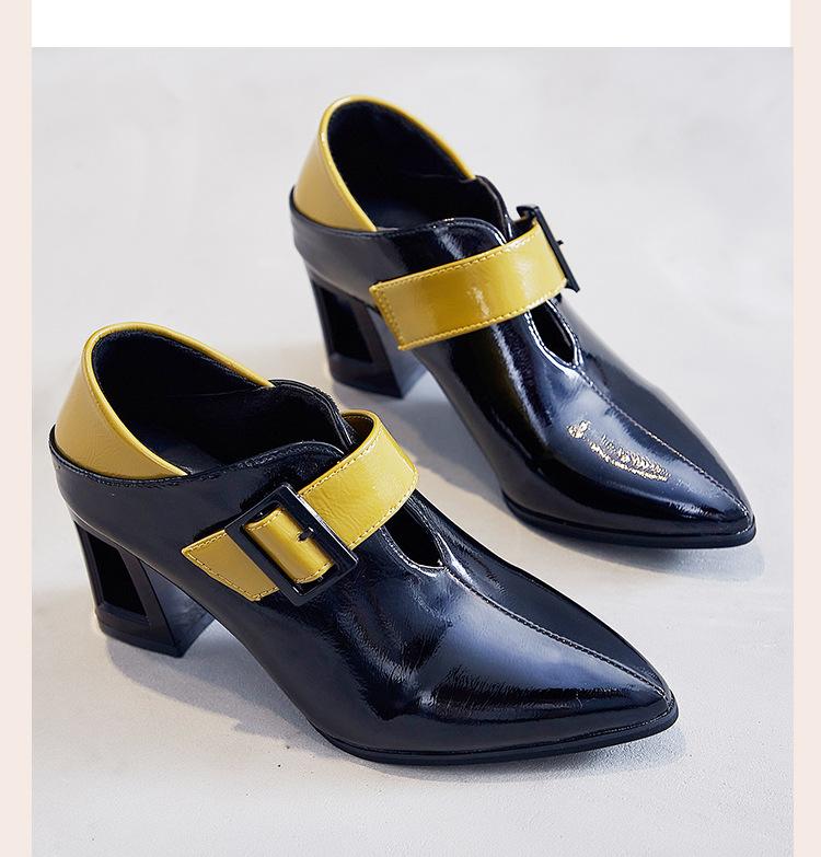 

High heels women s new soft-faced pointed thick-heeled single shoes deep-mouth women s shoes 40 чёрный