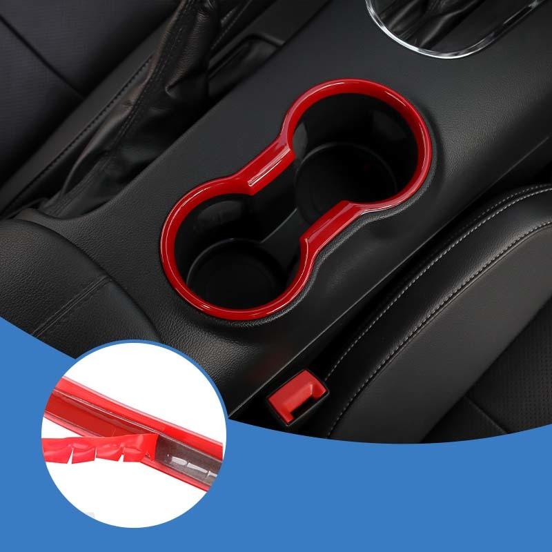 Car Car Front Cup Holder Gear Shift Decorative Ring Cover  For Ford Mustang 2015-2023 Car Interior Acessories