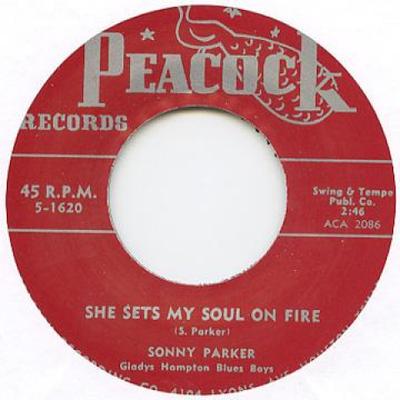 7inch Record SONNY PARKER , GLADYS HAMPTON'S BLU - Disgusted Blues / She Sets My Soul  PEACOCK1620 Peacock Records UK Blues