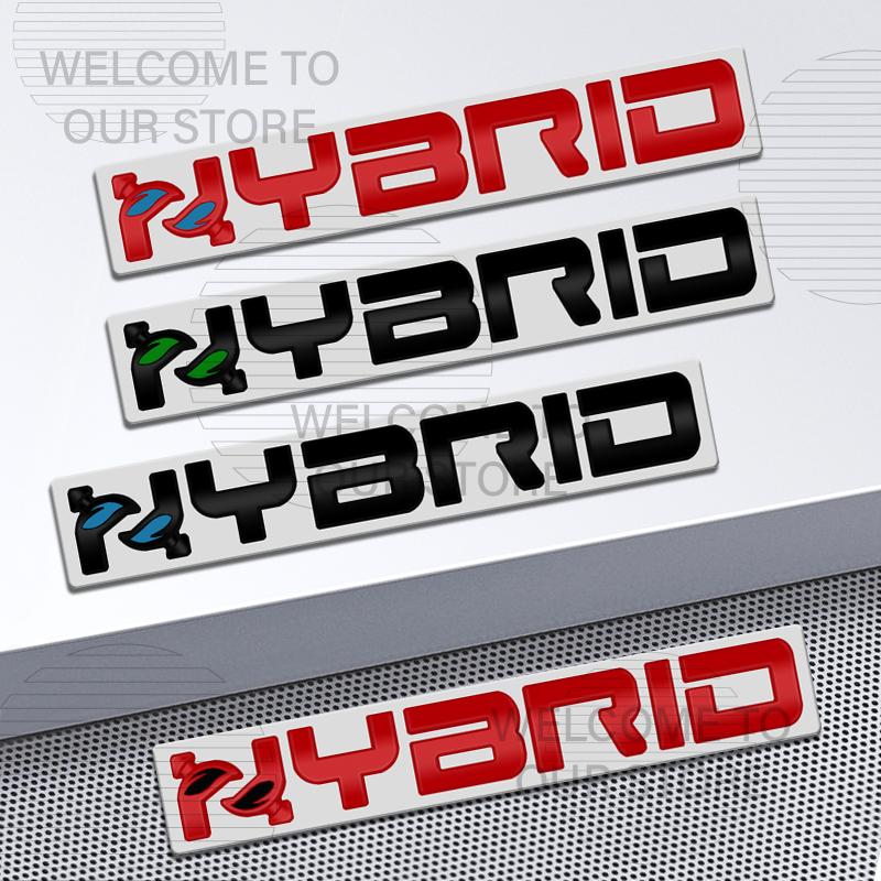 Car Decor Metal HYBRID Letter Emblem 3D Sticker Accessories For Fiat 500 500C Bravo Stilo Panda Punto 595 Tail Rear Trunk Decals cgsy3