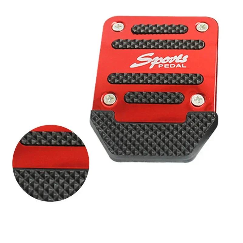 Aluminum Car Pedal Cover Set  Automatic Manual Transmission Gas Foot Covers in Red Silvery, Blue - Stylish Auto Interior