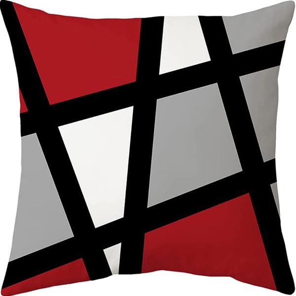Popular Simple Geometric Abstract Red Black Striped Sofa Cushion Pillow Case Home Removable Washable