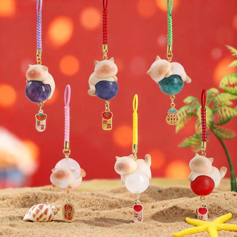 Popular Cute And Creative Lucky Crystal Pendant  Cute Siamese Cat Pendant Backpack Decoration Pendant Girls' Festival Present