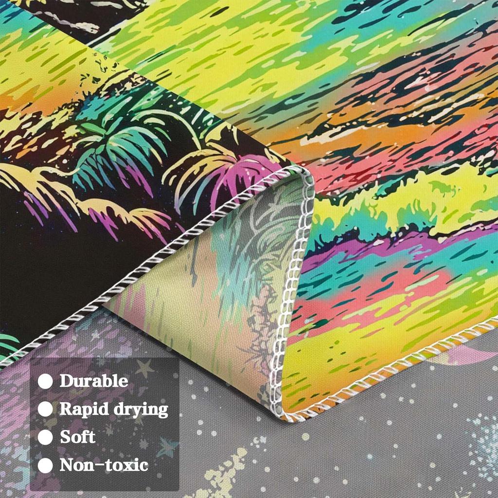 Lifeella Blacklight Landscape Tapestry, Glow in the dark UV Reactive Beach Lake Wall Decor, Aesthetic Palm Tree Art for Bedroom Living Room, 36x48