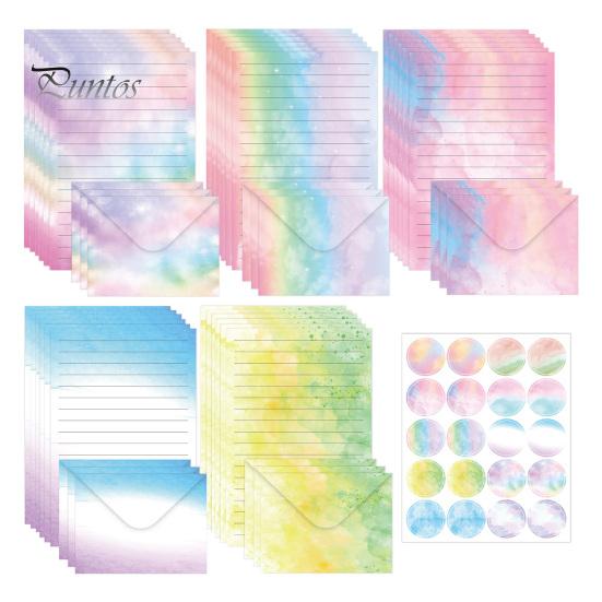 Decorative Writing Paper for Letters Watercolor Letterhead Set, Envelopes Letter And Stickers Handwritten Blessing Note Cards Kit, Correspondence