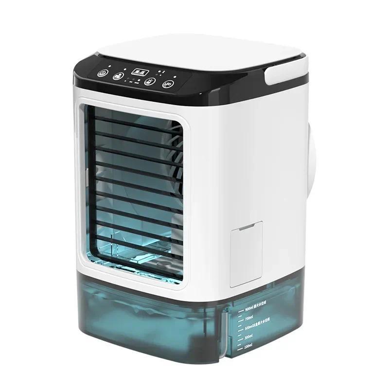 3 Wind Modes Mute Air Cooler Humidifier Portable Air Conditioner Fan Desktop Dual Spray Ultrasonic Atomization Electric Fan