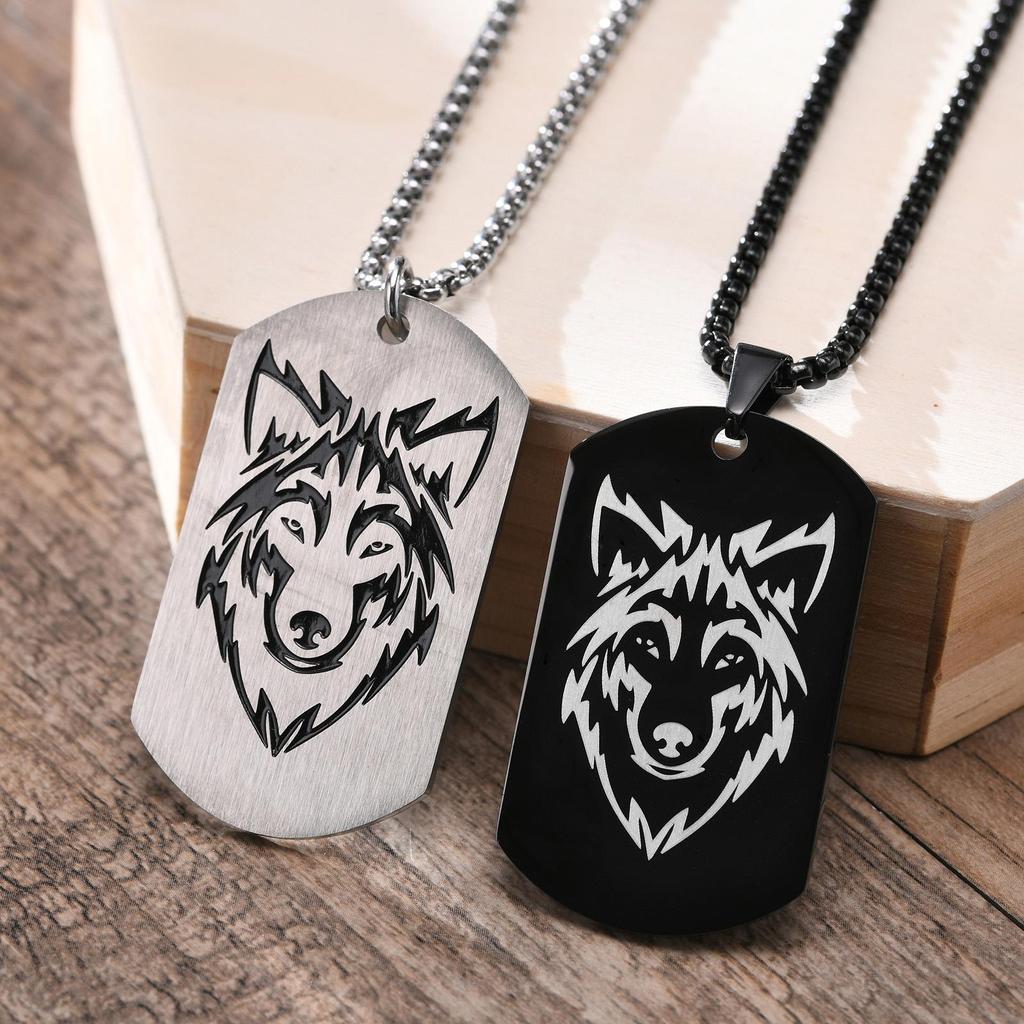 Collana Uomo Con Ciondolo Lupo – In Acciaio Al Titanio, Catena Resistente, Stile Vichingo Hip Hop, Regalo Gotico