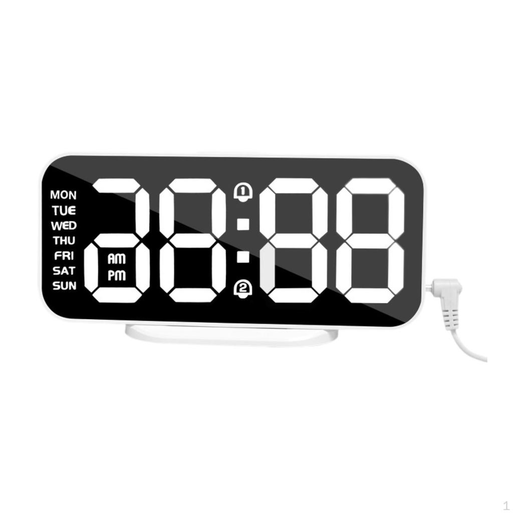 Bedside Digital Alarm Clock with USB Ports and Adjustable Brightness for Dormitory