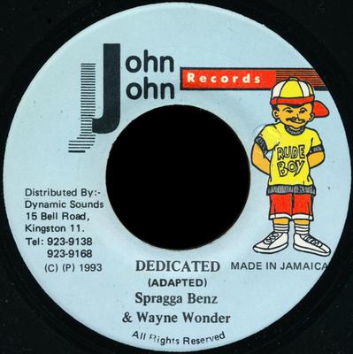 Płyta 7-calowa SPRAGGA BENZ & WAYNE WONDER - Dedicated NONE John John Recor 1993 Jamajka Reggae, Ska & Dub Używana