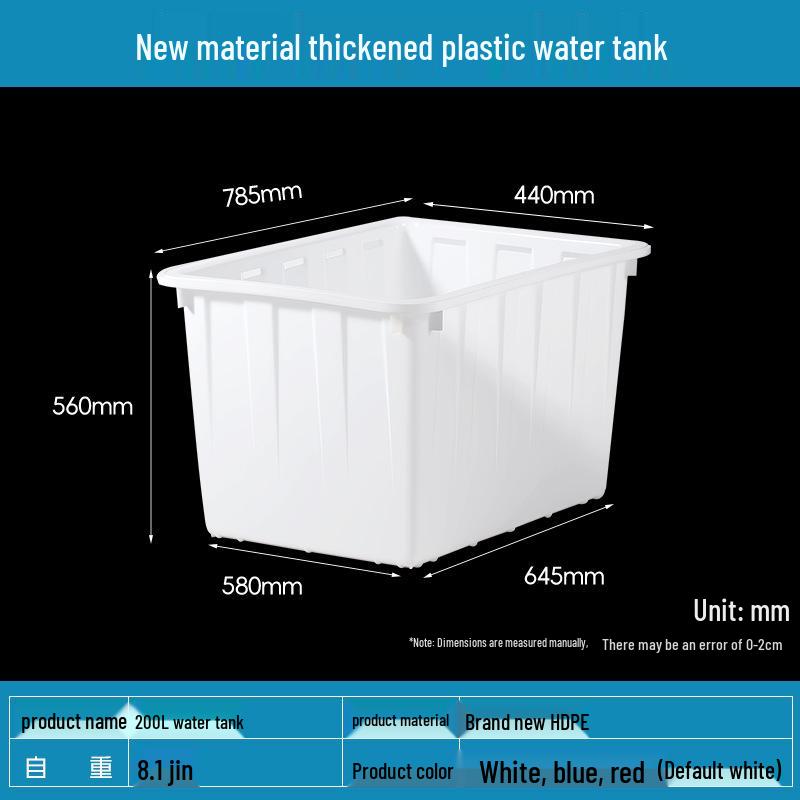 Bardzo Gruby Duży Prostokątny Plastikowy Zbiornik na Wodę do Akwakultury i Przechowywania 70.5x50x37.5 cm