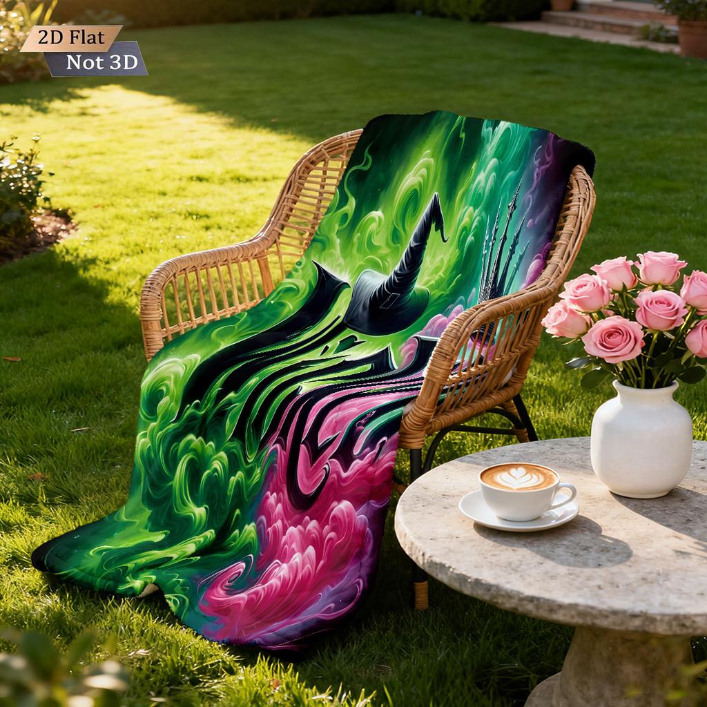 1pc Magic Wicked Witch Print 230 Flannel Blanket, Casual And Comfortable Nap Blanket, Multiple Sizes Machine Washable