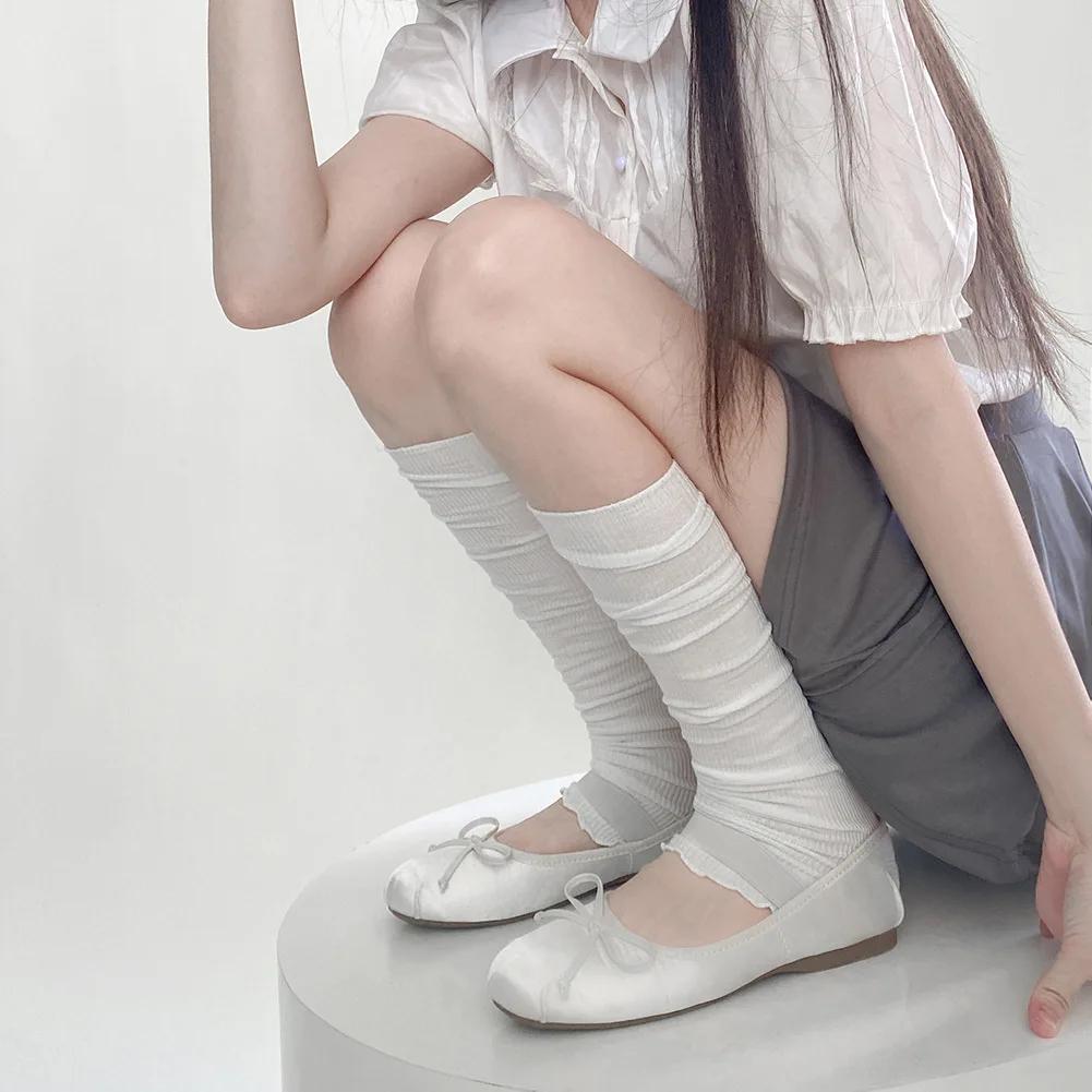 Solid Color Summer Leg Warmers Ballet Style Sweet Girls Ruffle Socks Stockings Women Lolita Kawaii Cute Foot Cover Accessories