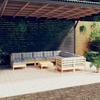 Vidaxl 11-Cz. Garten-Sitzgruppe, Graue Kissen, Kiefer