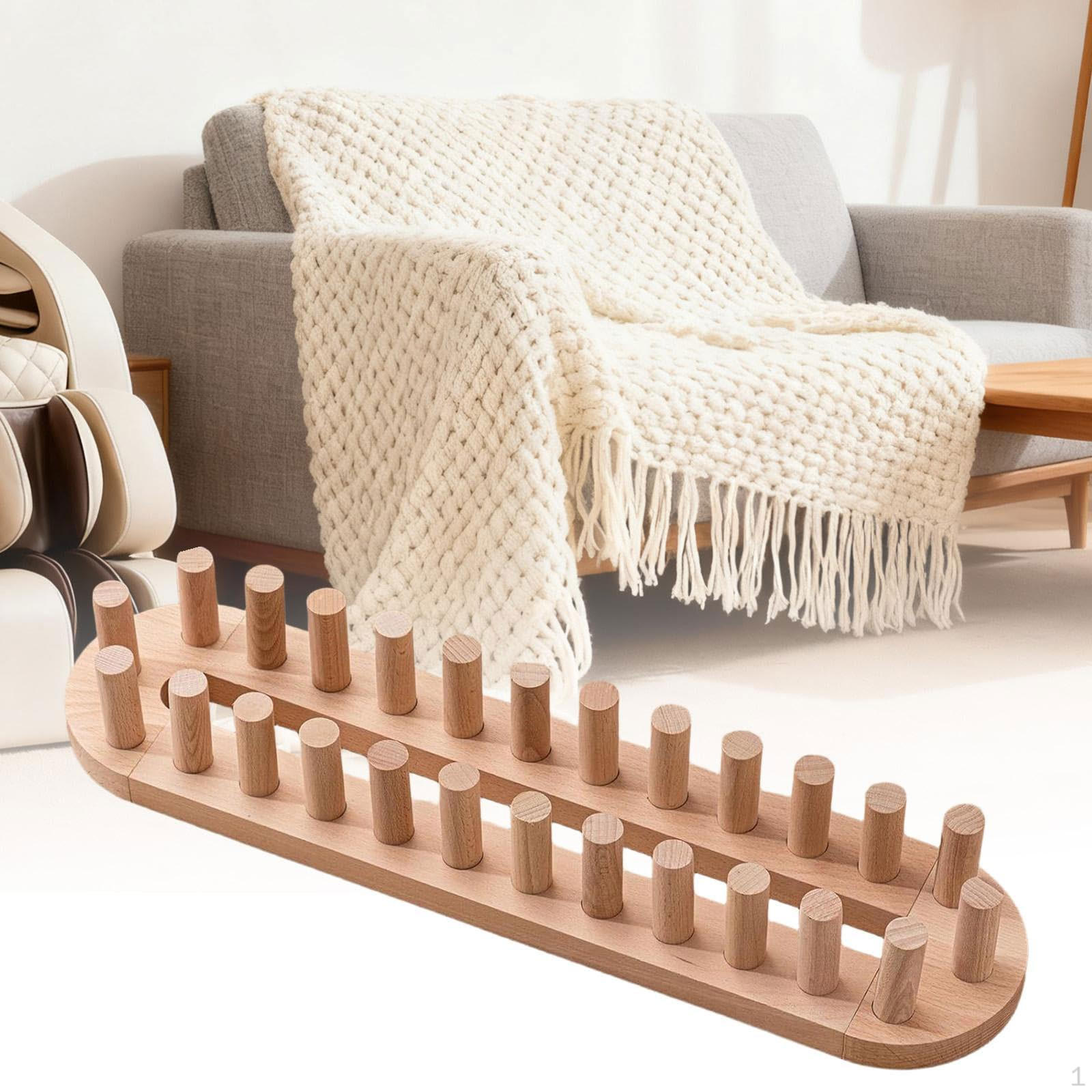 Wooden Knitting Loom for DIY Throw Blankets Scarves Professional Beginners Experts Portable