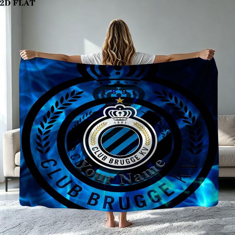 1PC Club Brugge KV Custom Name Patterned Flannel Blanket Suitable For All Seasons for Home Decor Warmth and Comfort Gifts Holiday Present
