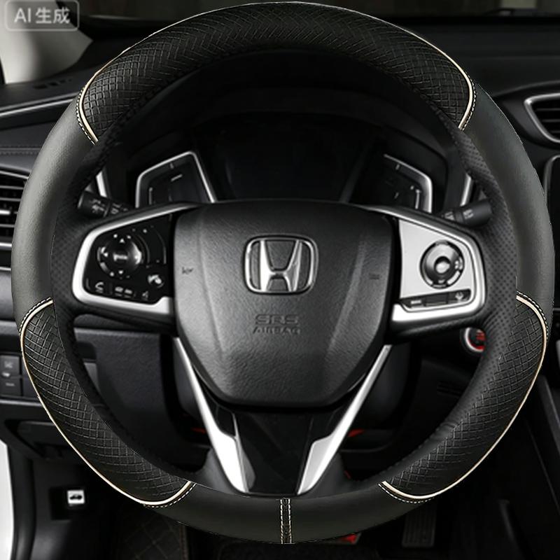 Hand-Stitched Black Microfiber Leather Steering Wheel Cover For Honda Civic 10 2016-2019 CRV CR-V 2017-2019 Clarity 2016-2018