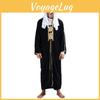 Majestueuze Midden-Oosterse Sultan Outfit Voor Mannelijke Verkleedkleding Met Luxe Zwart Polyester