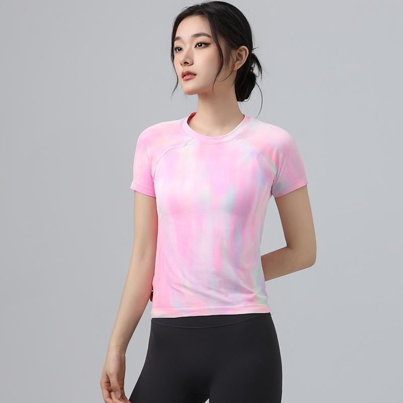 Women s Quick-Dry Summer Yoga Top - Cross-border Outdoor Running & Sports Short Sleeve, Pilates Style Medium