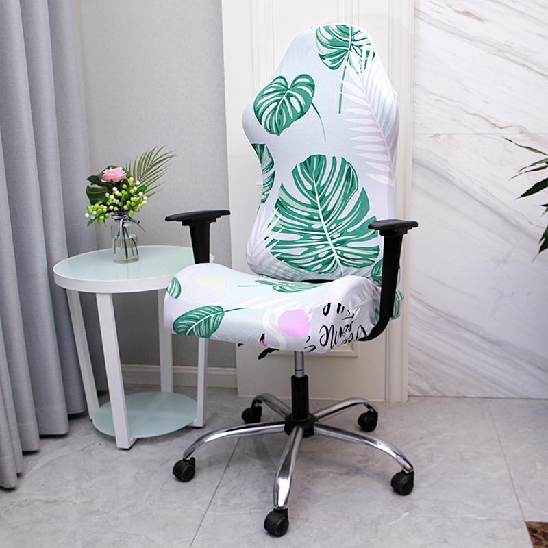 1 Pcs Office Computer Gaming Chair Covers Stretch Armchair Gamer Seat Cover Flower Printed Racing Desk Rotating Slipcovers