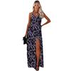 New European and American Women's Clothing Independent Station Dress with Split Suspenders and Sexy Printed Long Dress