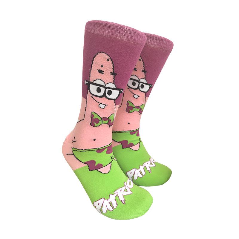 Cute And Charming Cartoon SpongeBob Mid-Calf Socks Man Women Extended Tube Cozy Tide Socks Fall Season Cold Season Cotton Breathable Sports Socks