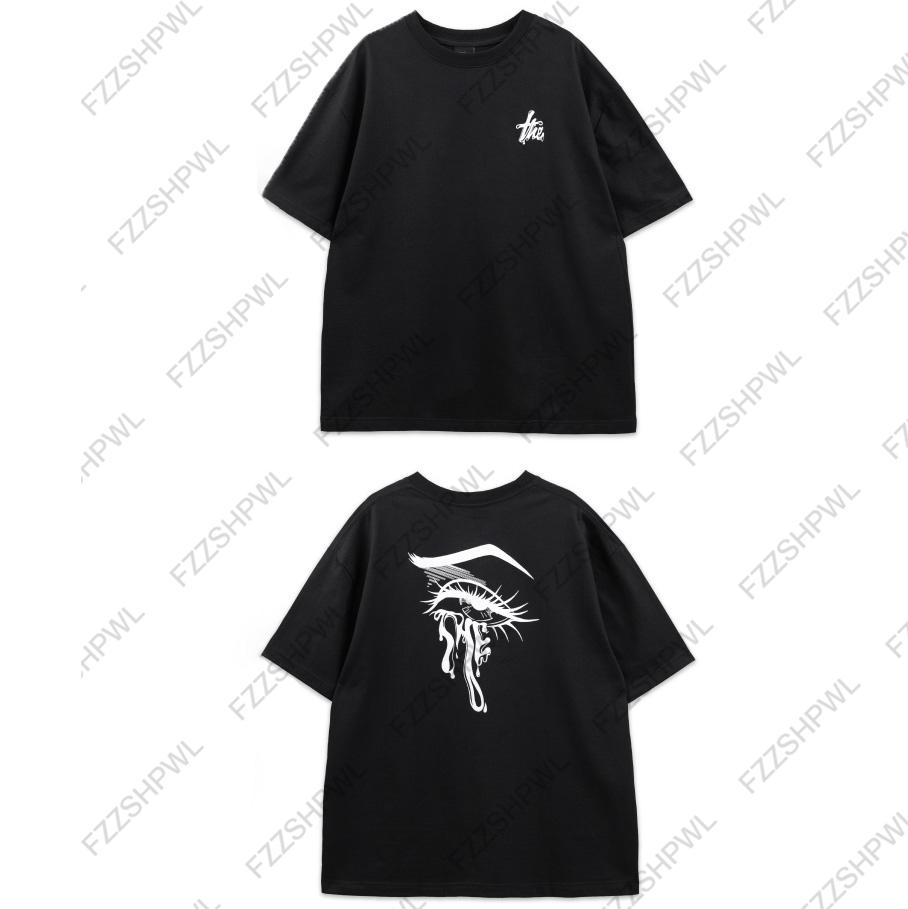 New Shortsleeved Tshirt with Harajuku Doublesided Pattern Print Summer Y2K Mens Pure Cotton Top Gothic Hiphop Street Wear