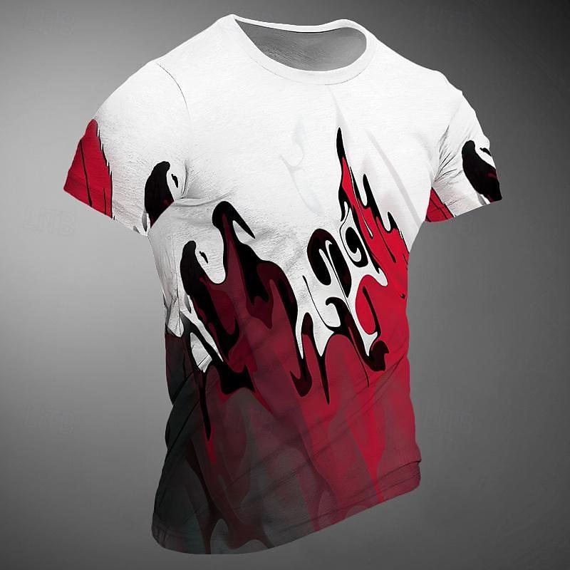 

Men s Graphic Color Block Flame T Shirt Short Sleeve T shirt 3D Print Crew Neck Shirt Sports Daily Casual Sports Outdoor Holiday XL