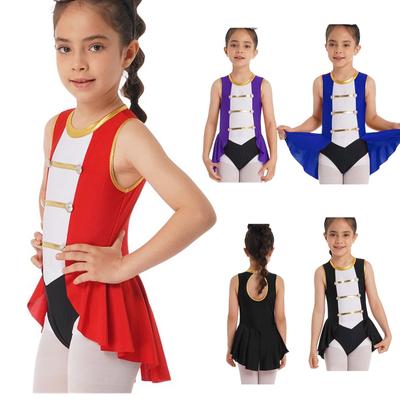 Kids Girls Circus Ringmaster Cosplay Costumes Halloween Sleeveless Leotard Dress Carnival Gymnastics Jumpsuit