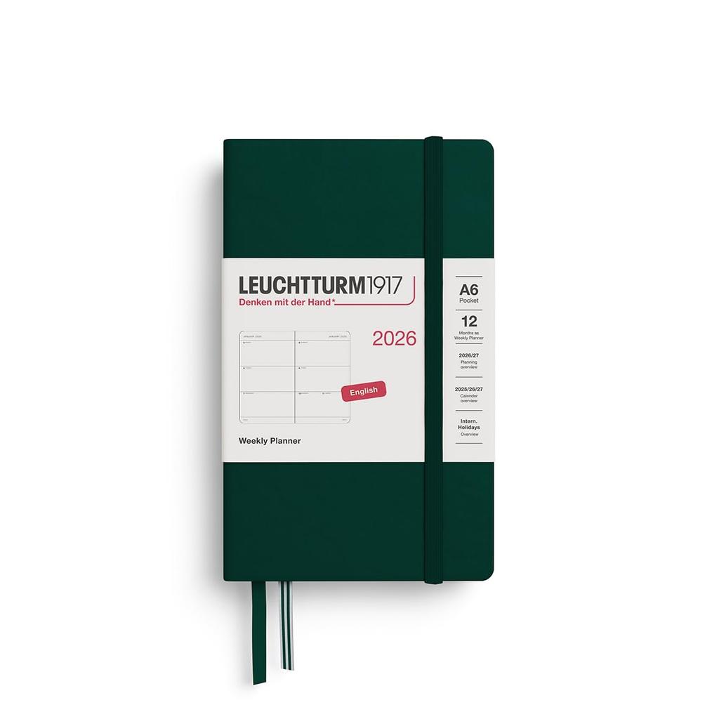 Leuchtturm 2026 January Forest Officially Imported Planner, Start, A6, Weekly, Horizontal, Green, 372727,