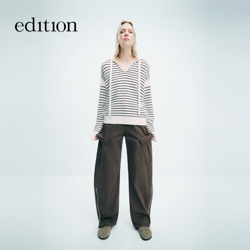 

editionE+ Retro Striped Cashmere Sailor V-Neck Sweater M