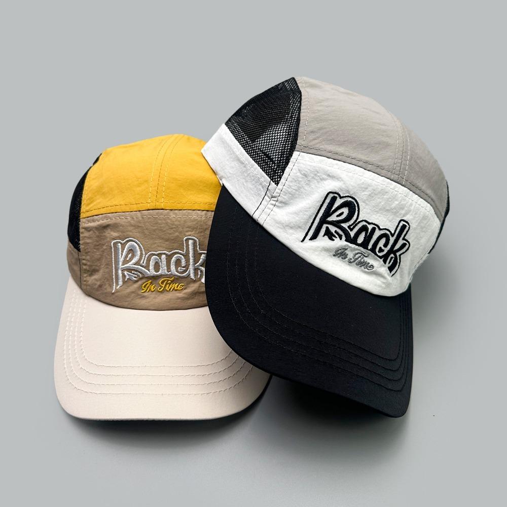 Black Korean Style Baseball Cap with Embroidered Letters Nylon Mesh for Men Women Outdoor Sports Running Cycling Casual Wear